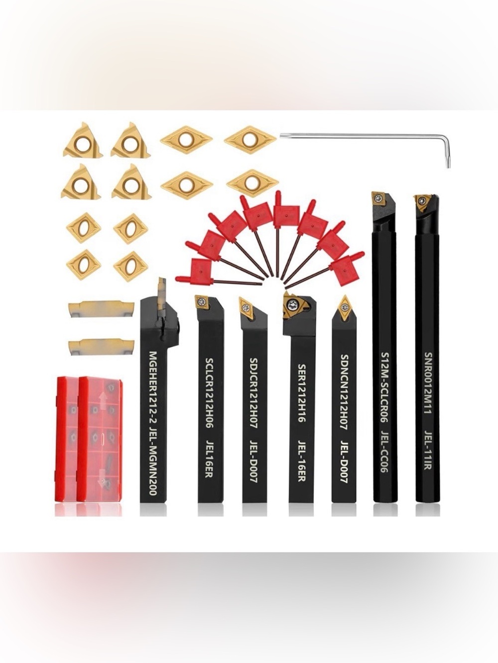 Indexable Lathe Turning Tool 21Pcs Kit 1/2'' 12mm Shank 7 Pcs Metal Lathe Tool